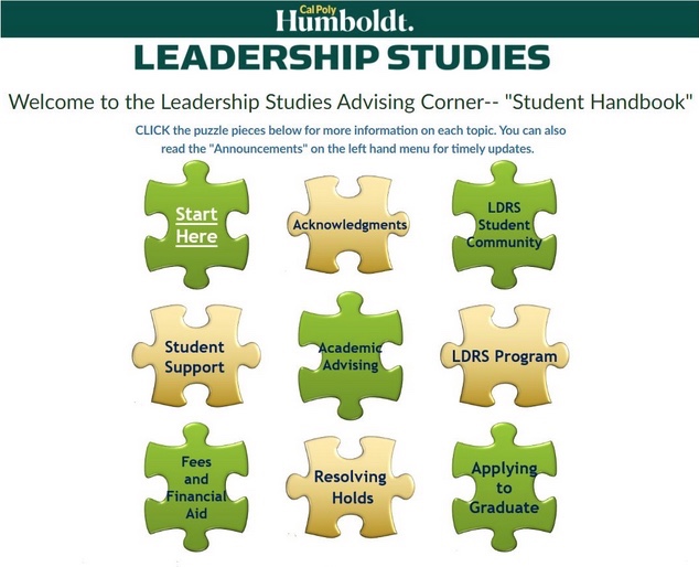 Leadership Studies Advising Corner screenshot