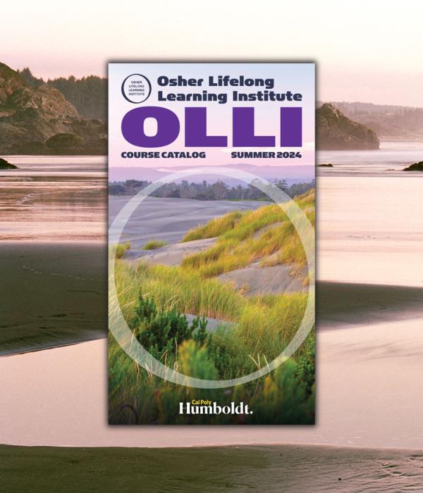 Cover of summer 2024 OLLI catalog depicting Ma-le'l Dunes