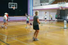 Pickleball players on court