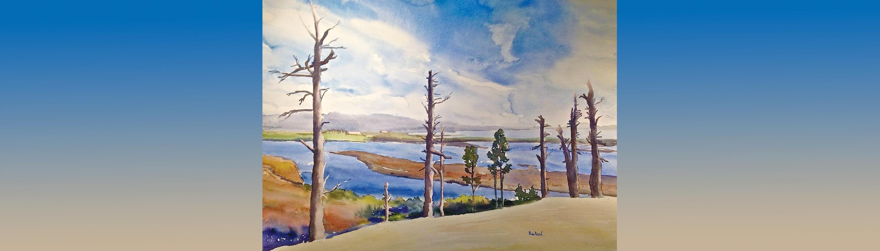 Painting of dune trees by Paul Rickard