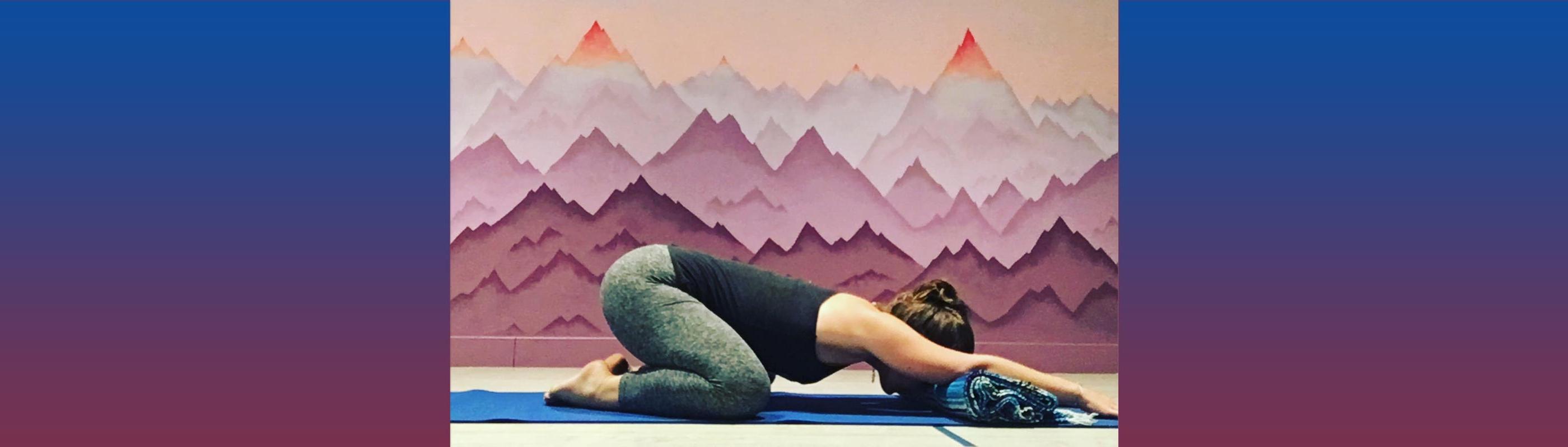Instructor Lena Schmidt demonstrating yoga pose