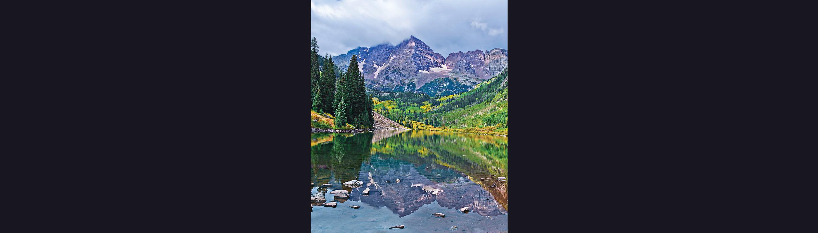 Landscape of mountains and lake