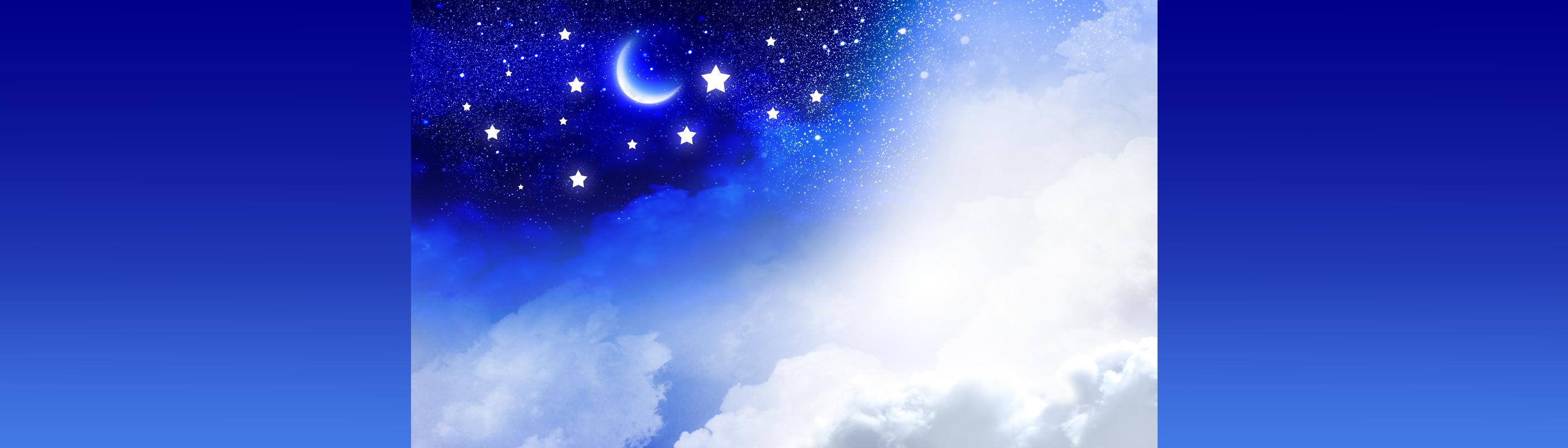 Night sky with stars, moon, and clouds