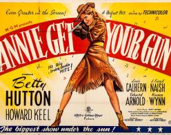 Movie posters from Night and Day, Annie Get Your Gun, and Funny Girl