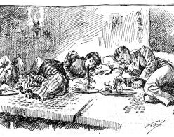 Vintage illustration of people smoking opium