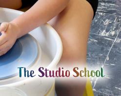 The Studio School - student throwing a pot on ceramics wheel